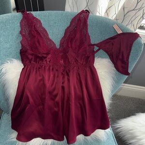 Victoria’s Secret Burgundy Lace Lingerie Set